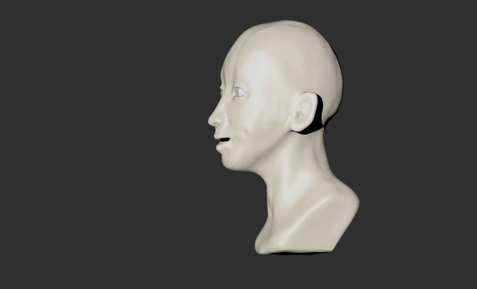 Japanese actress with initial RY base head low poly Low-poly 3D model_4