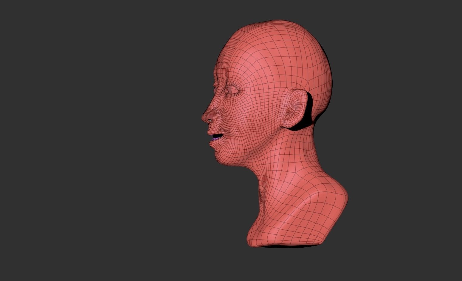 Japanese actress with initial RY base head low poly Low-poly 3D model_3