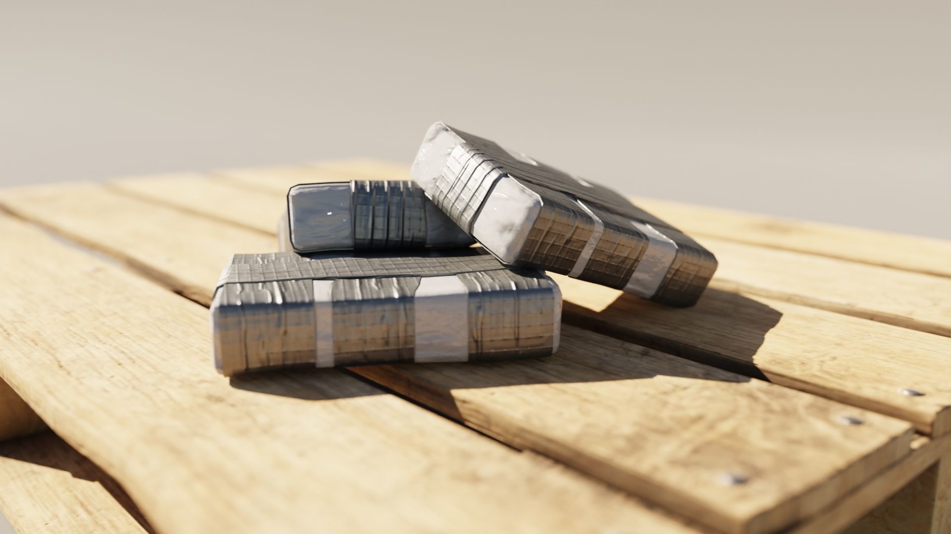 Cocaine and Money Pack Low-poly 3D model_1