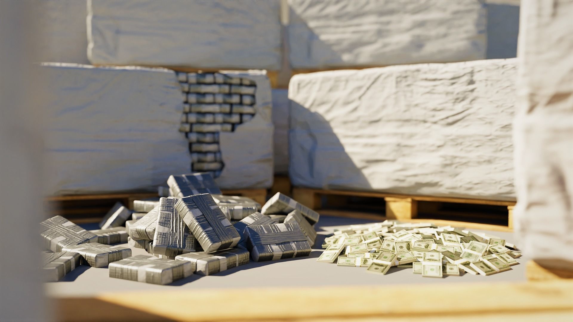 Cocaine and Money Pack Low-poly 3D model_7