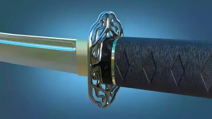 Katana Samurai Sword Japanese Melee Weapon Game Ready Low-poly 3D model
