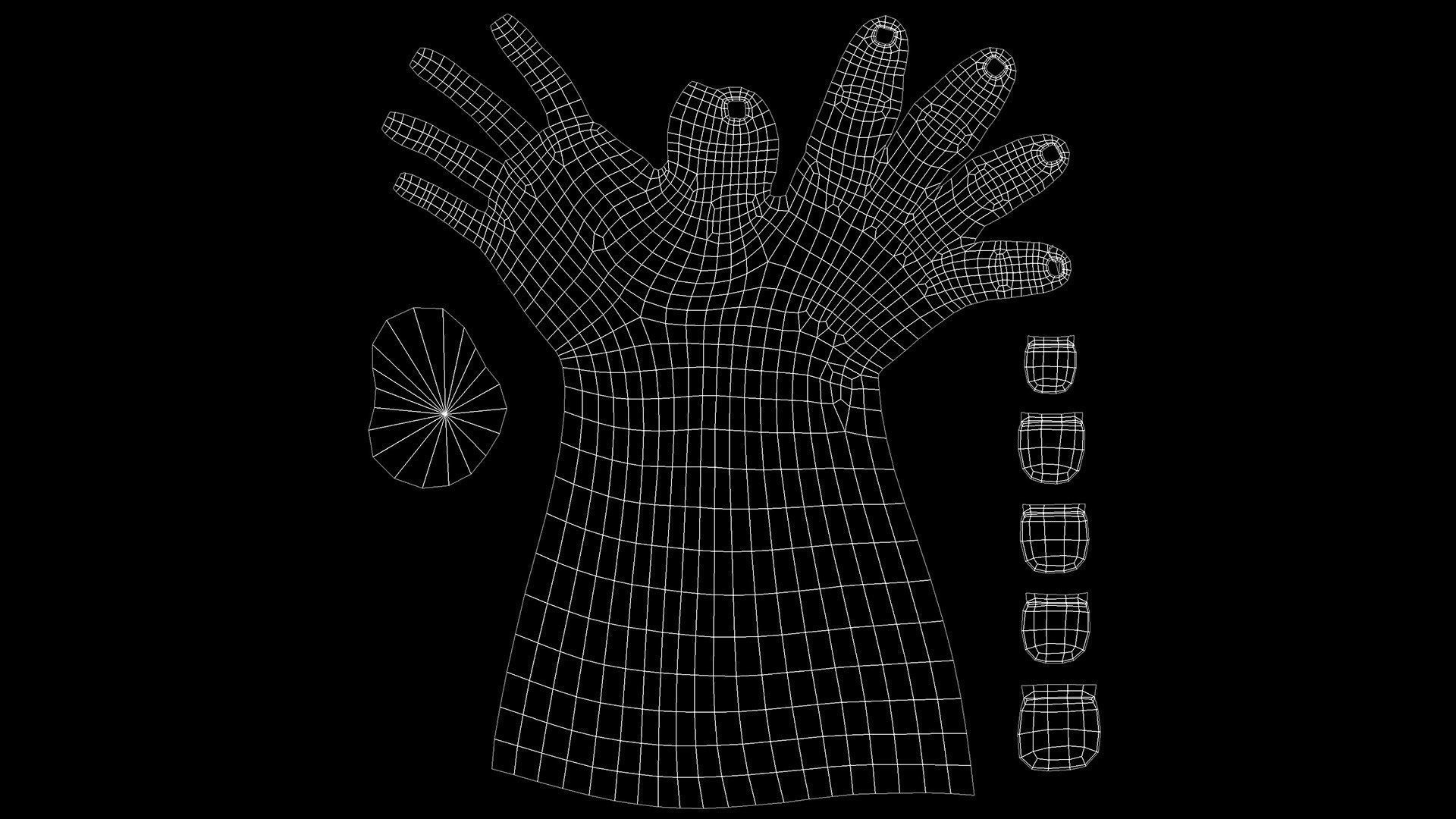 HAND-020 Right Hand Low-poly 3D model_7