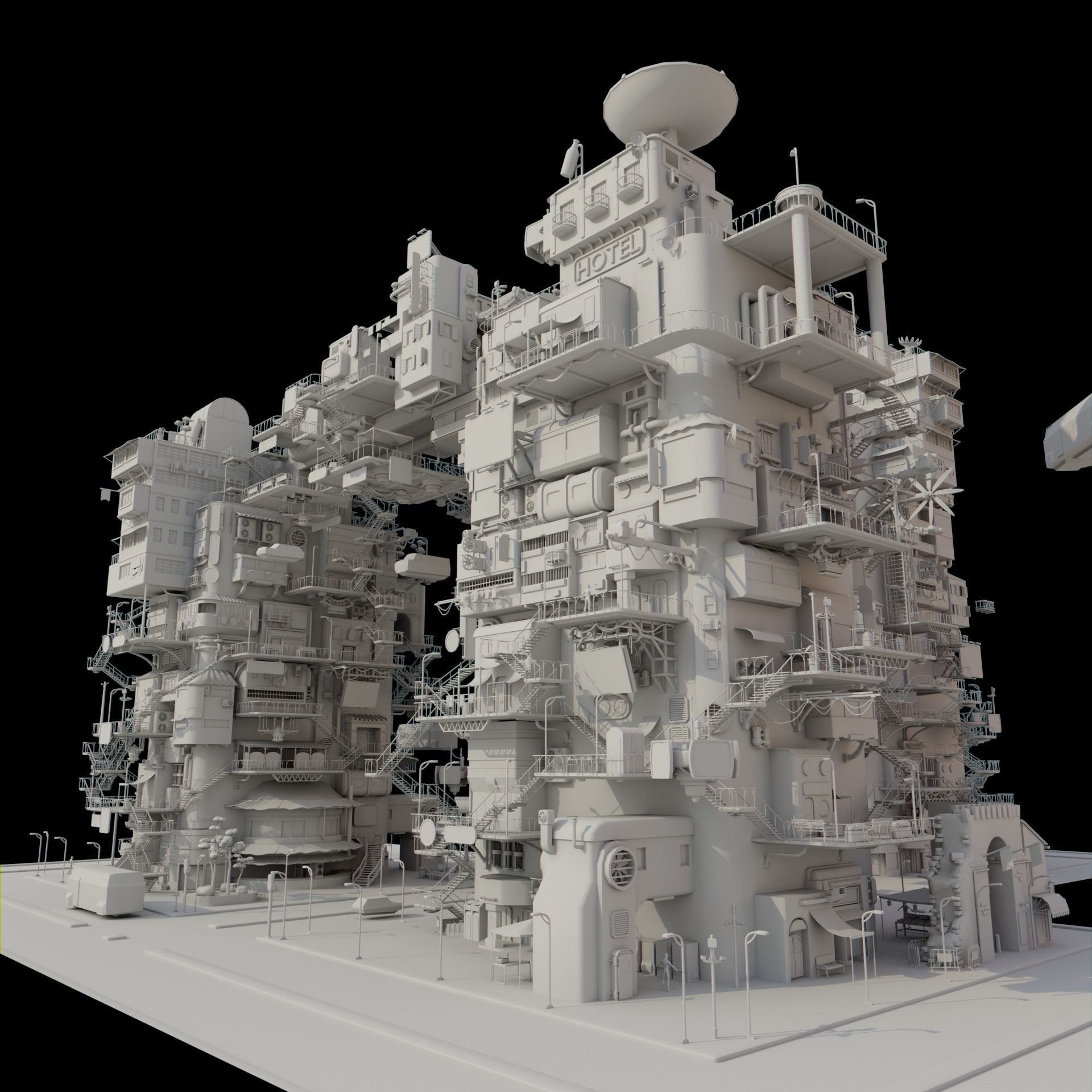 Cyberpunk  city ultimate Pack SCIFI KItBash Low-poly 3D model_4