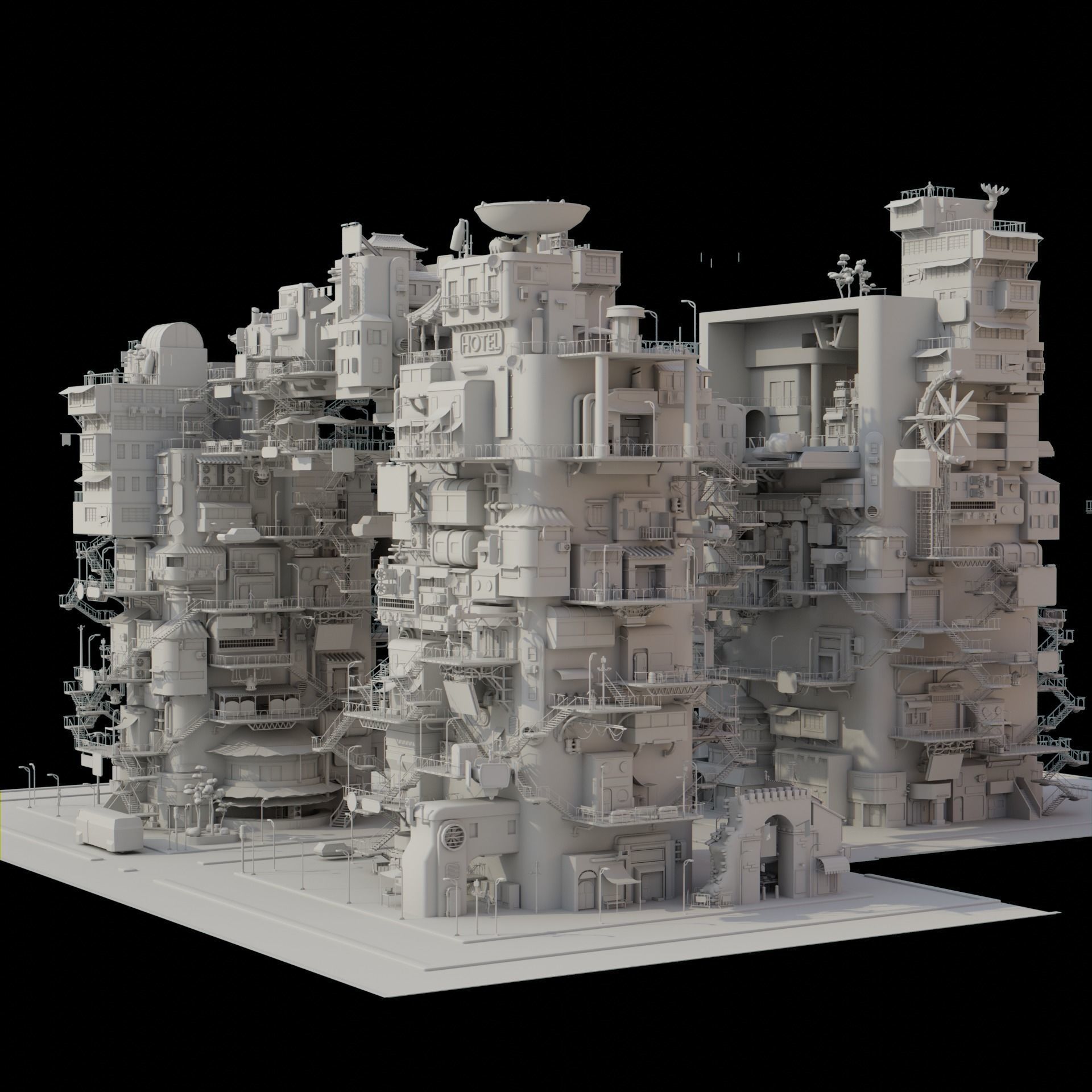 Cyberpunk  city ultimate Pack SCIFI KItBash Low-poly 3D model_3