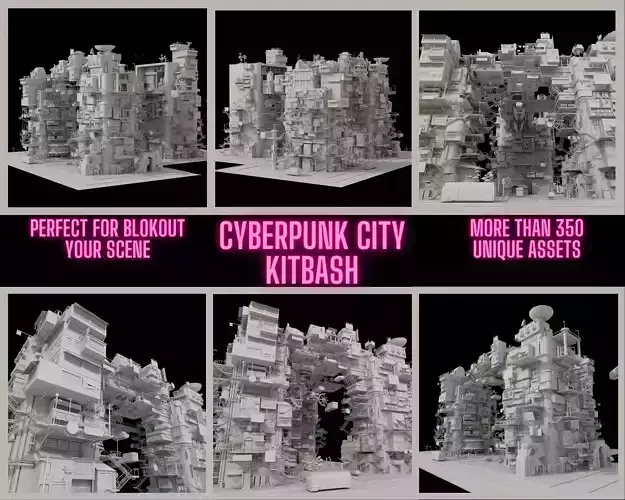 Cyberpunk  city ultimate Pack SCIFI KItBash Low-poly 3D model