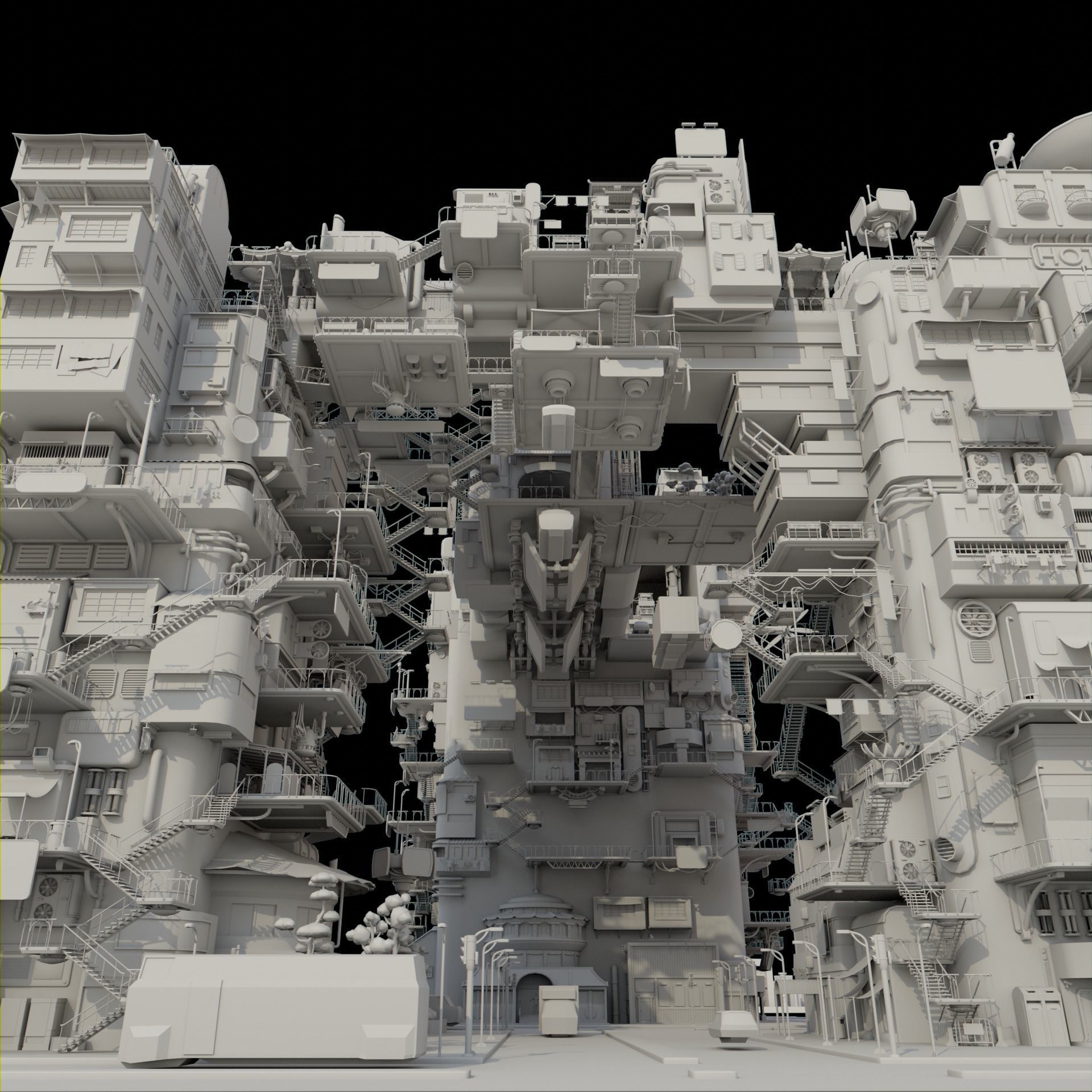 Cyberpunk  city ultimate Pack SCIFI KItBash Low-poly 3D model_6