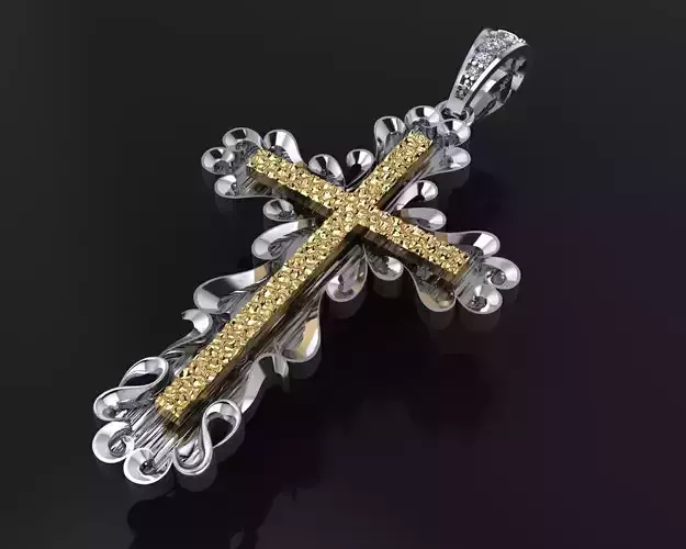 Cross 6 two gold pendants with diamonds