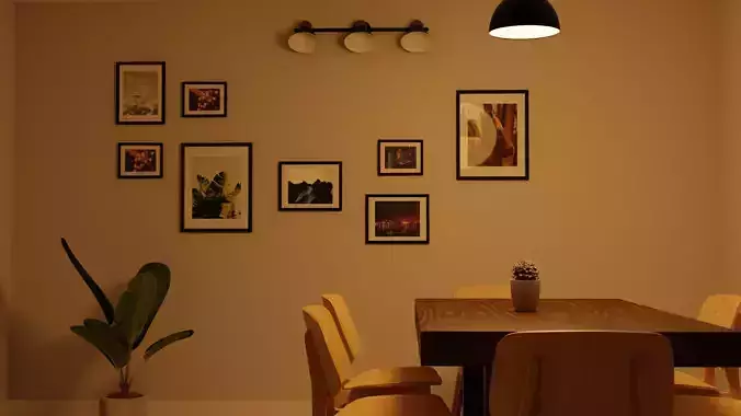 Picture wall with Lamps Free 3D model