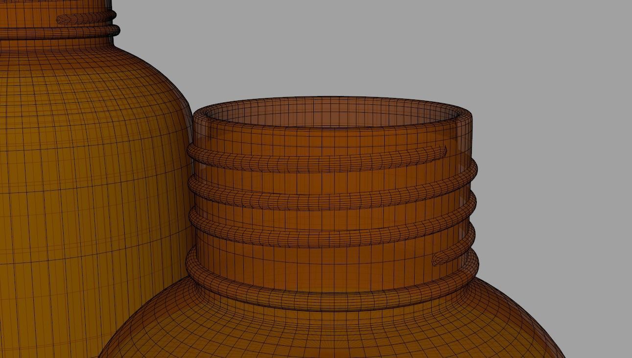 Amber Glass Bottles with Dropers - 3 Sizes 3D model_16