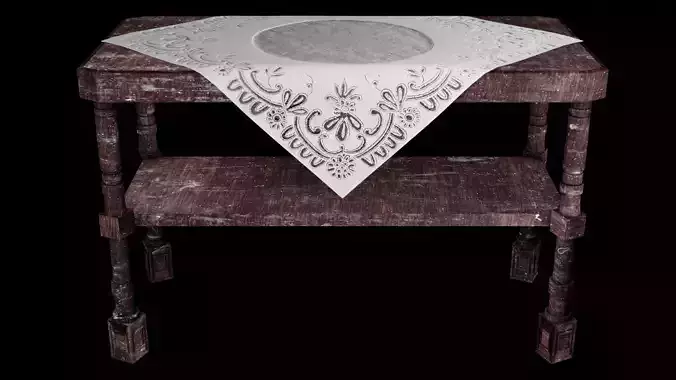 Antique table with lace cloth