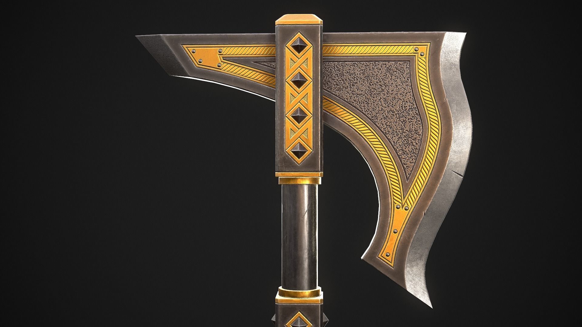 Fantasy Axe 1B Low-poly 3D model_5