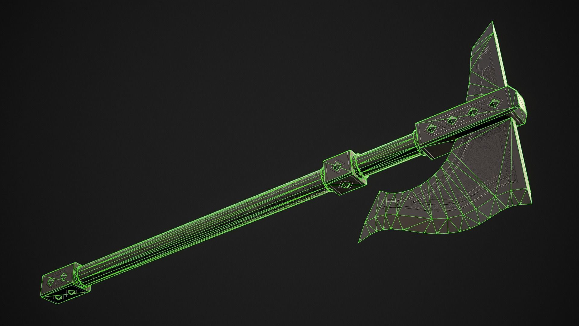 Fantasy Axe 1B Low-poly 3D model_7