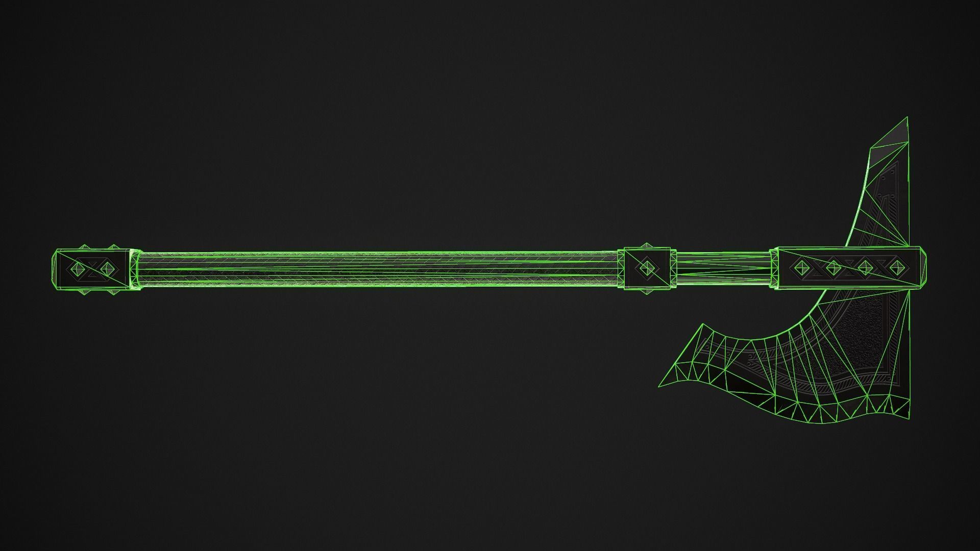 Fantasy Axe 1B Low-poly 3D model_9