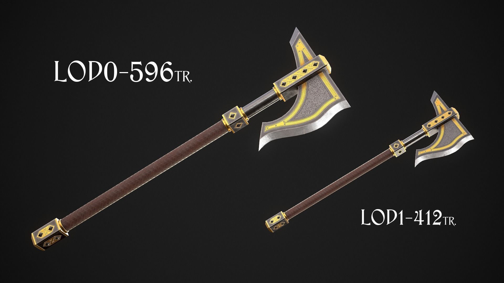 Fantasy Axe 1B Low-poly 3D model_1