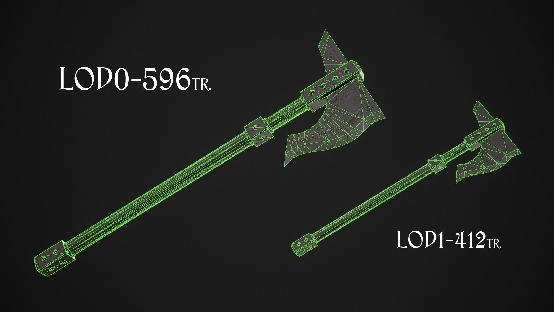 Fantasy Axe 1B Low-poly 3D model_6