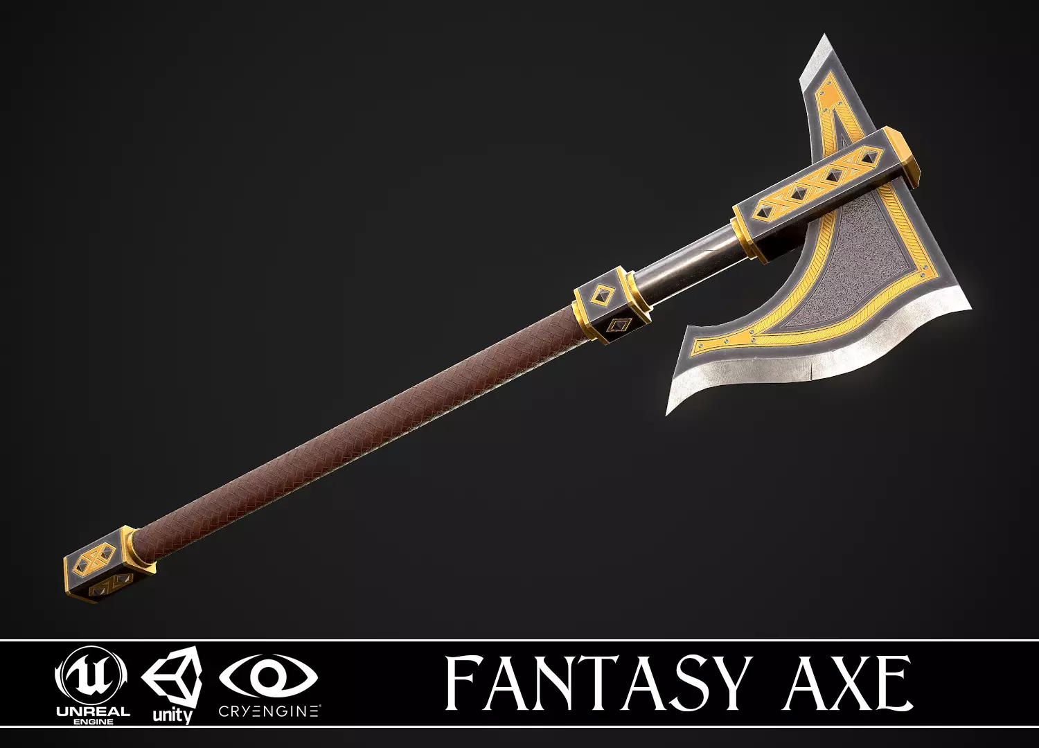 Fantasy Axe 1B Low-poly 3D model_0