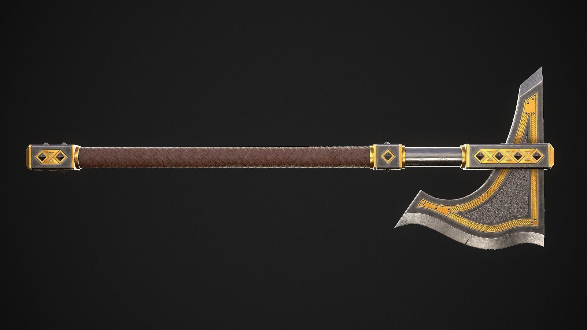 Fantasy Axe 1B Low-poly 3D model_4