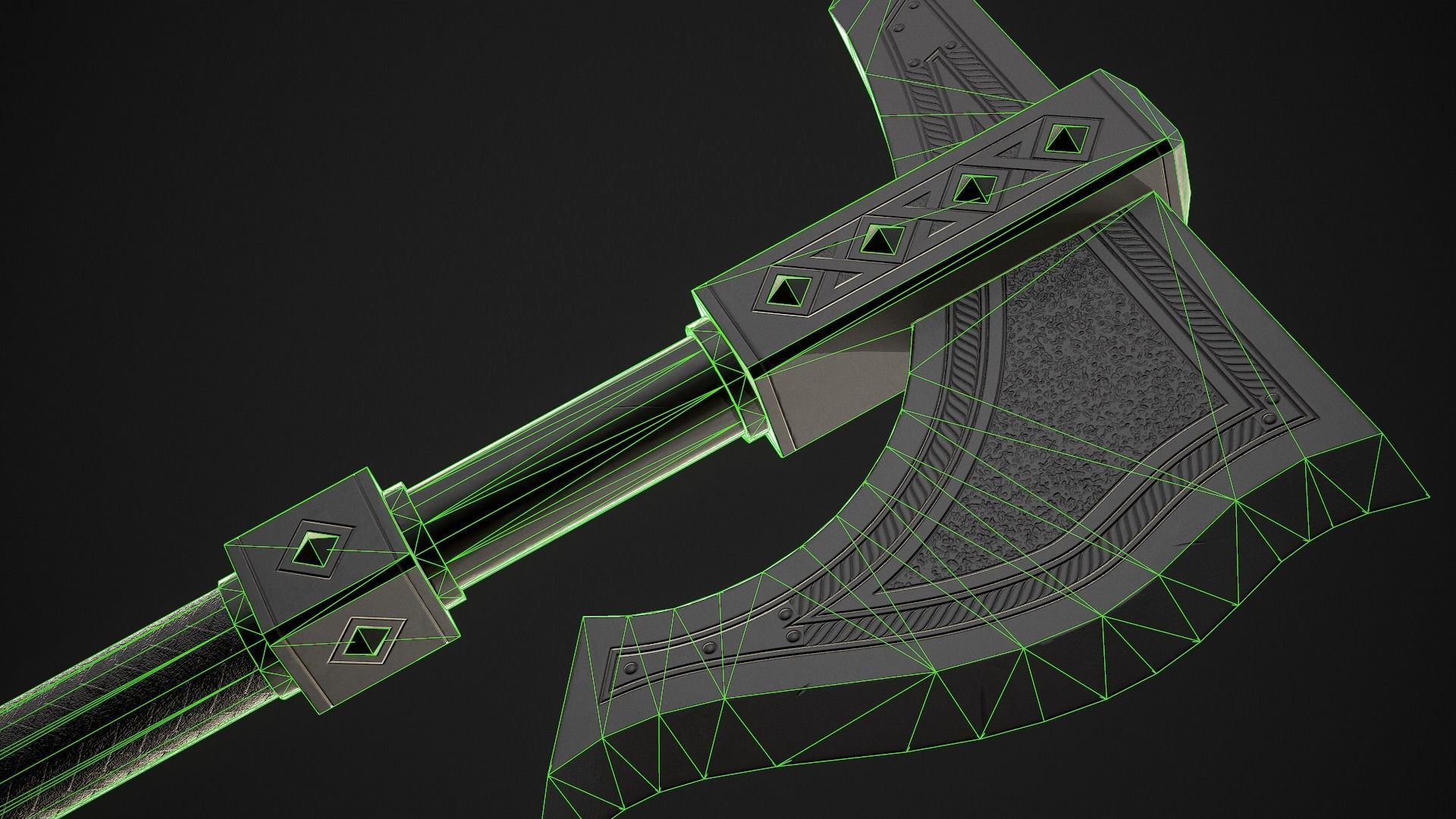 Fantasy Axe 1B Low-poly 3D model_10