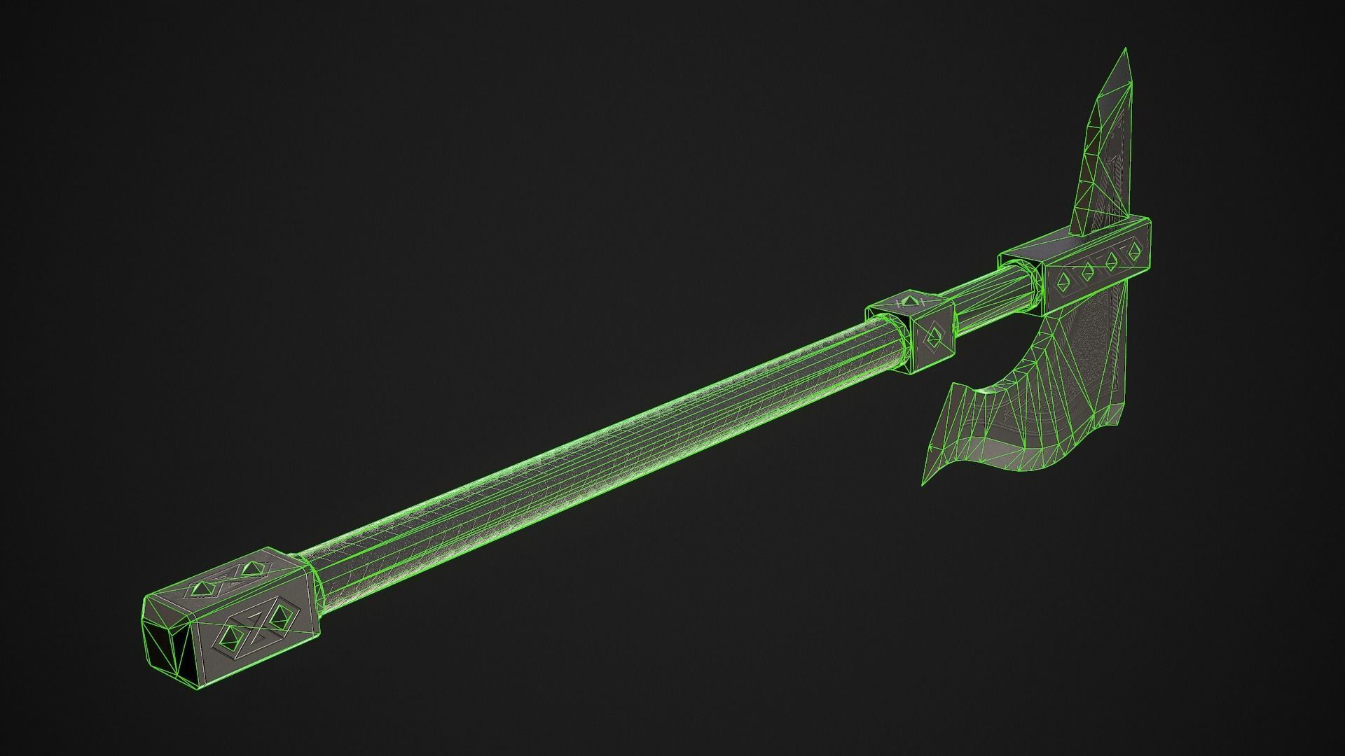 Fantasy Axe 1B Low-poly 3D model_8
