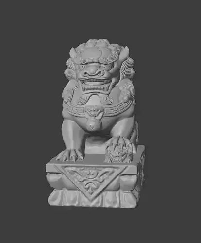 stone lion statue  auspicious animal chinese culture 3d printing