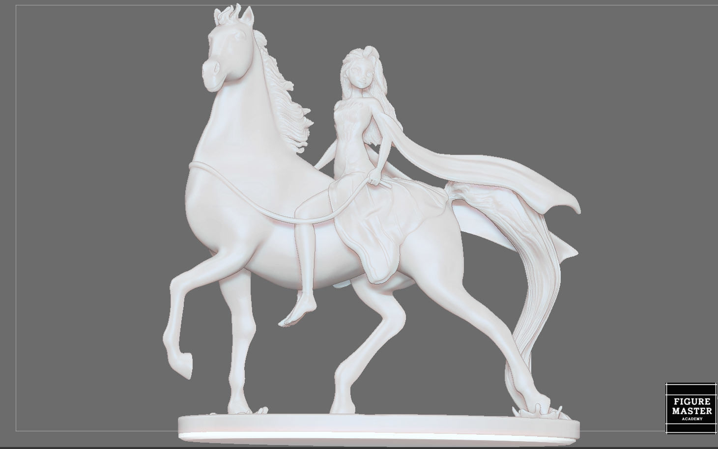 Elsa on horse white dress FROZEN2 disney girl princess 3D print model_15