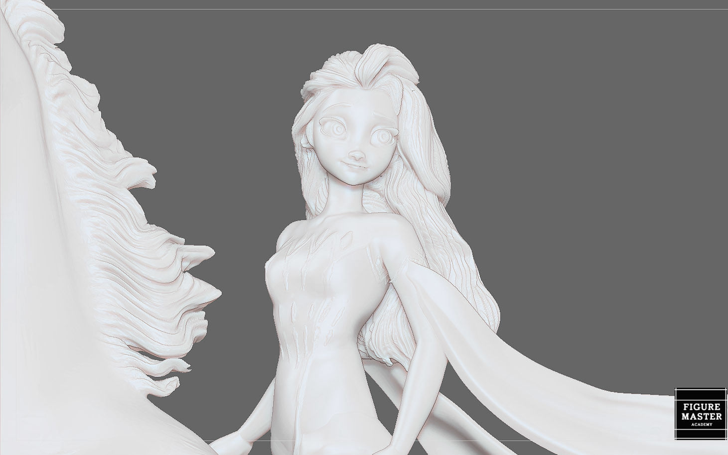 Elsa on horse white dress FROZEN2 disney girl princess 3D print model_16