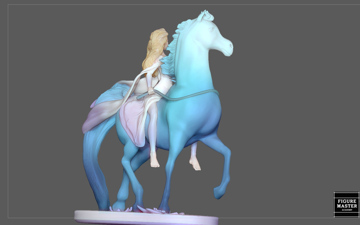 Elsa on horse white dress FROZEN2 disney girl princess 3D print model_7