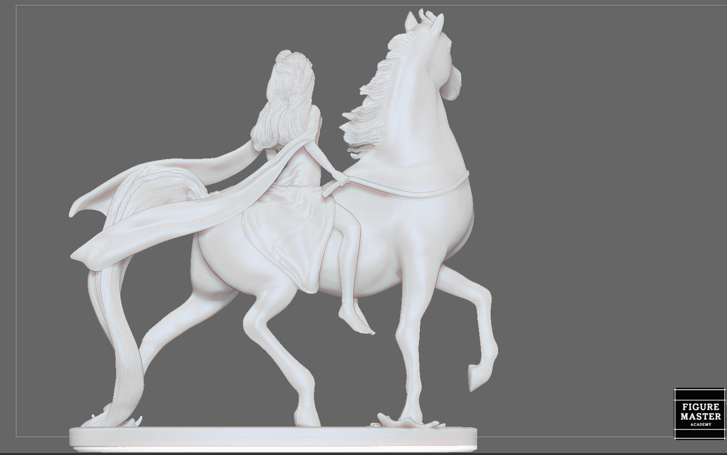 Elsa on horse white dress FROZEN2 disney girl princess 3D print model_17