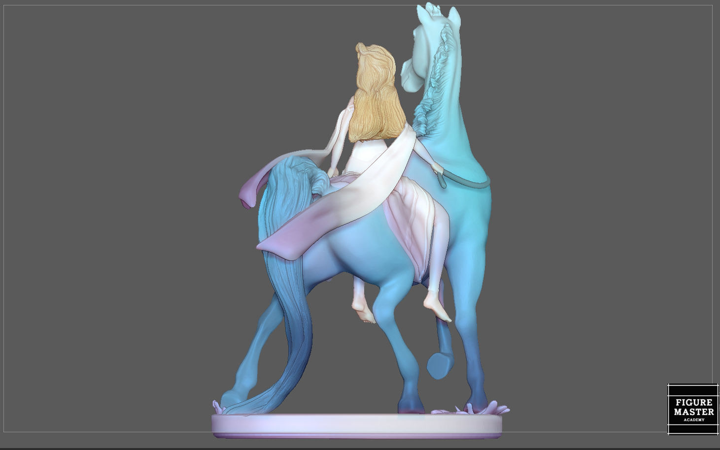 Elsa on horse white dress FROZEN2 disney girl princess 3D print model_9