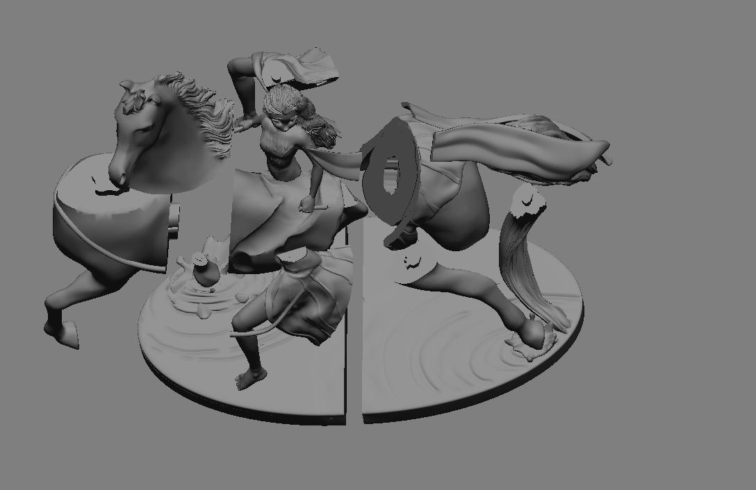 Elsa on horse white dress FROZEN2 disney girl princess 3D print model_19