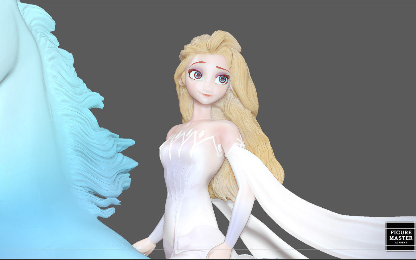 Elsa on horse white dress FROZEN2 disney girl princess 3D print model_2