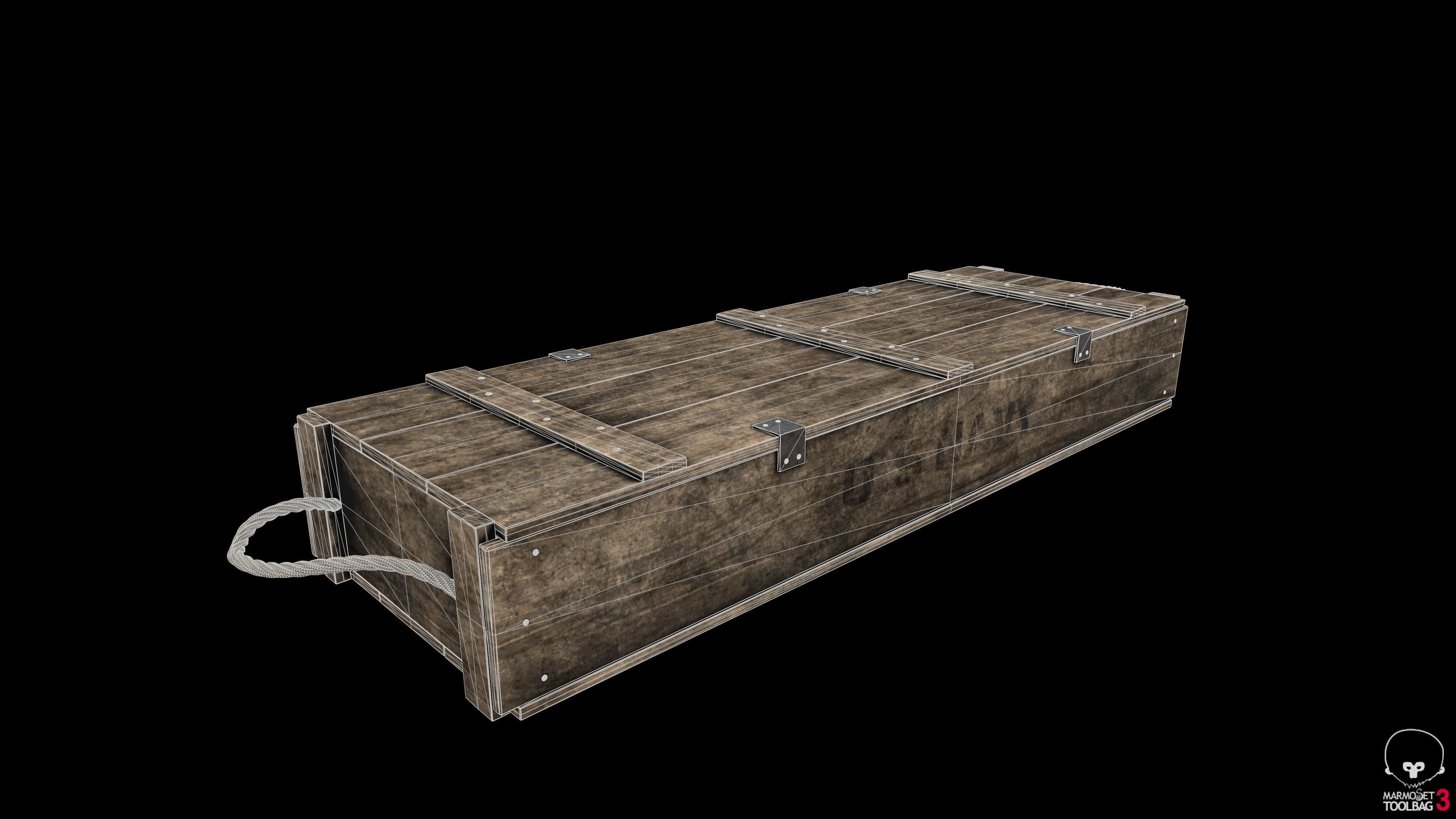 WW2 Wooden Crates Low-poly 3D model_3