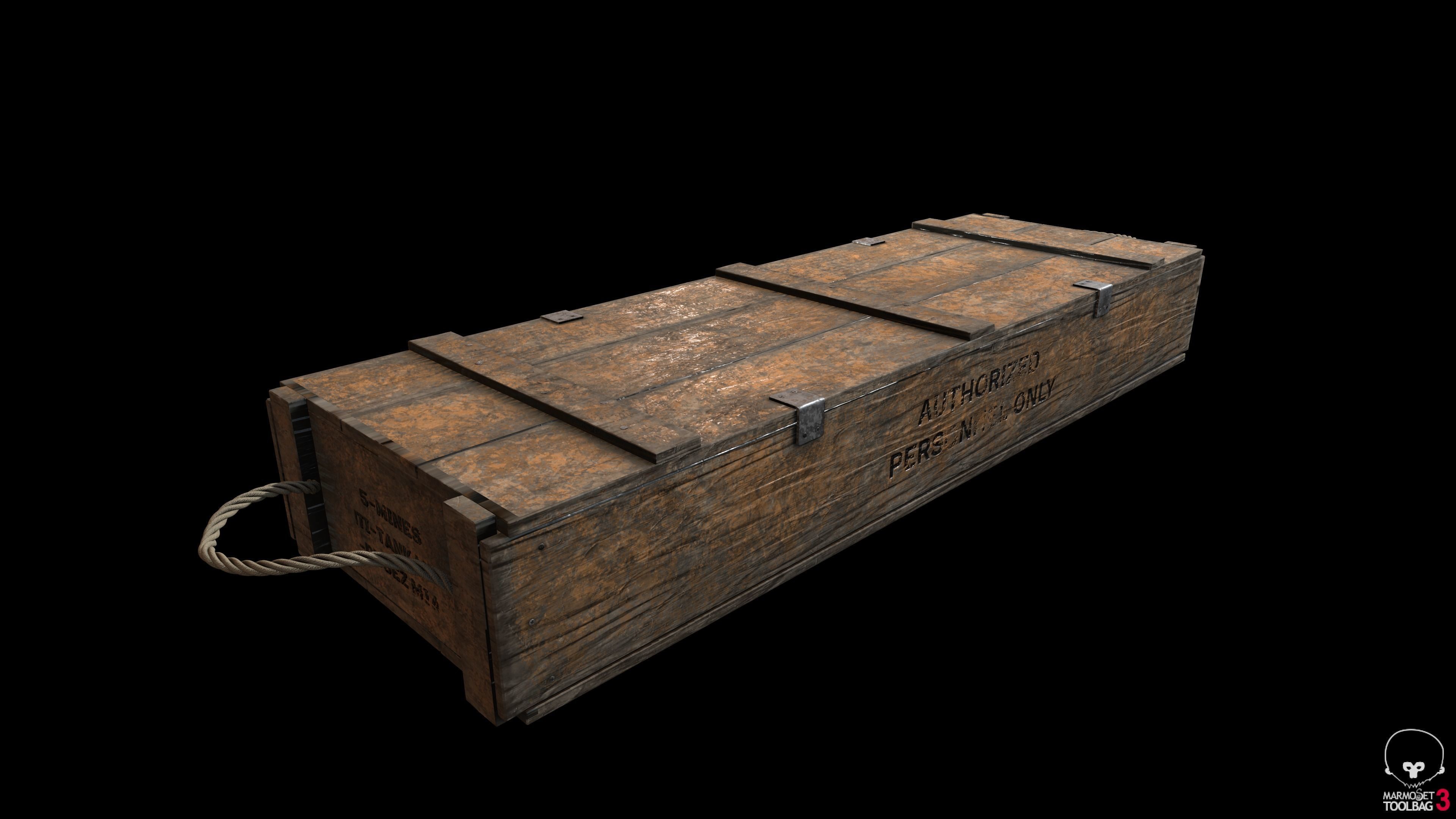 WW2 Wooden Crates Low-poly 3D model_1