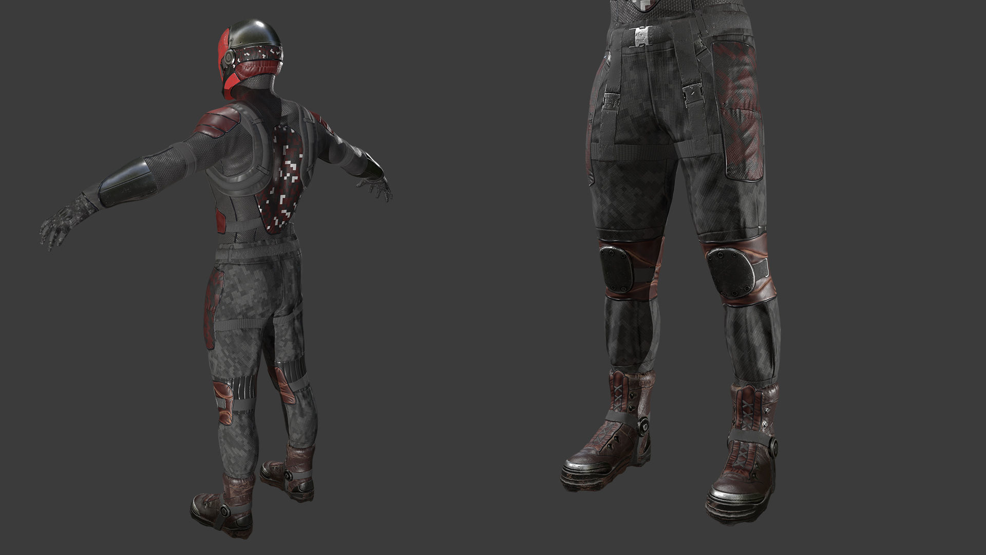 Red Head Soldier PBR Gameready character Low-poly 3D model_3