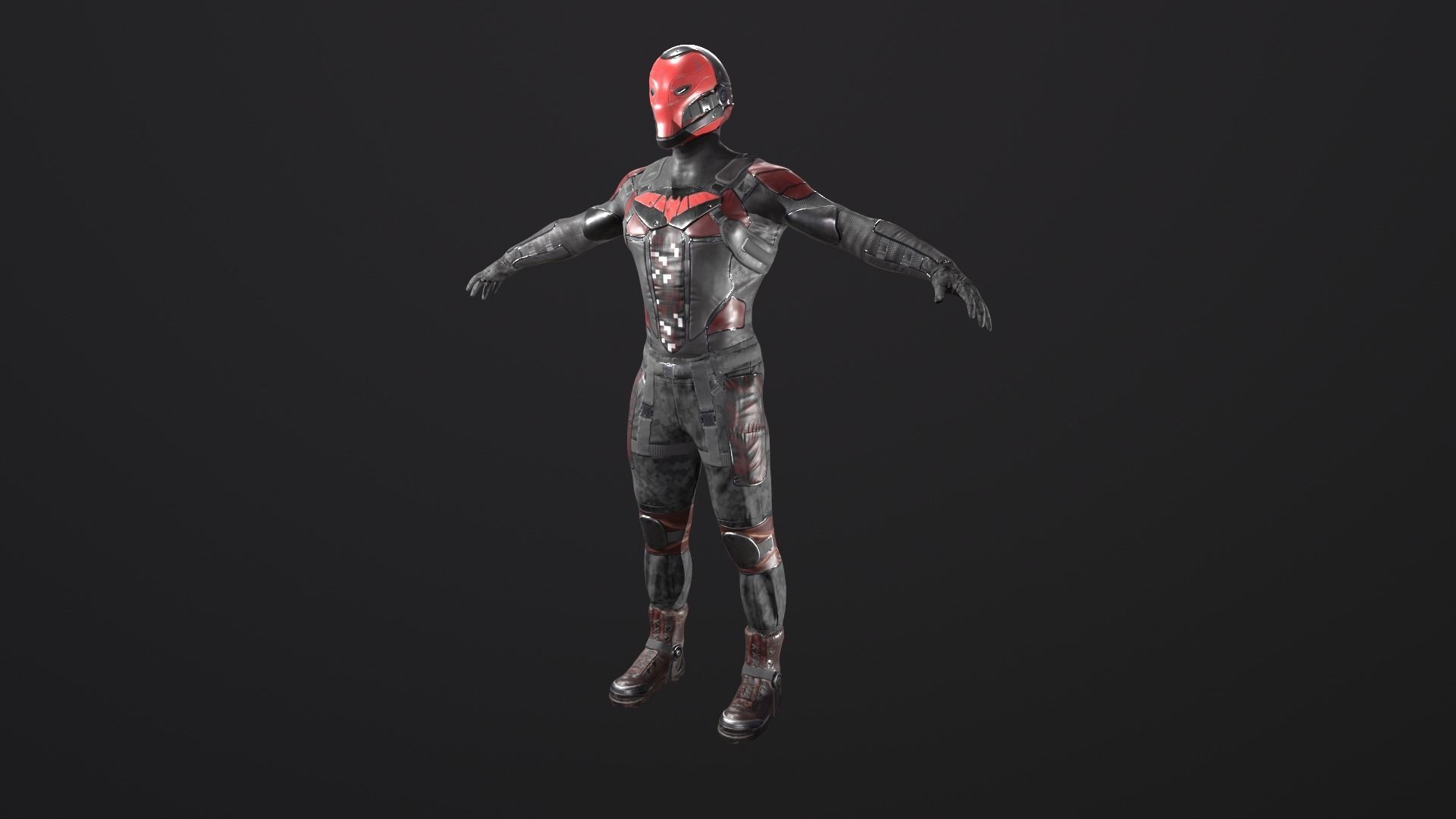 Red Head Soldier PBR Gameready character Low-poly 3D model_5