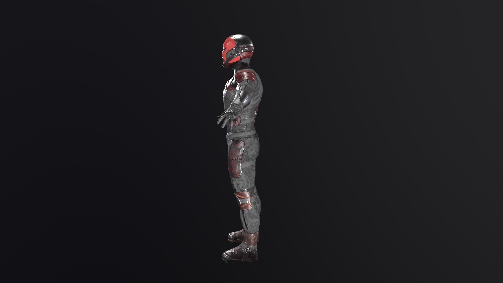 Red Head Soldier PBR Gameready character Low-poly 3D model_6