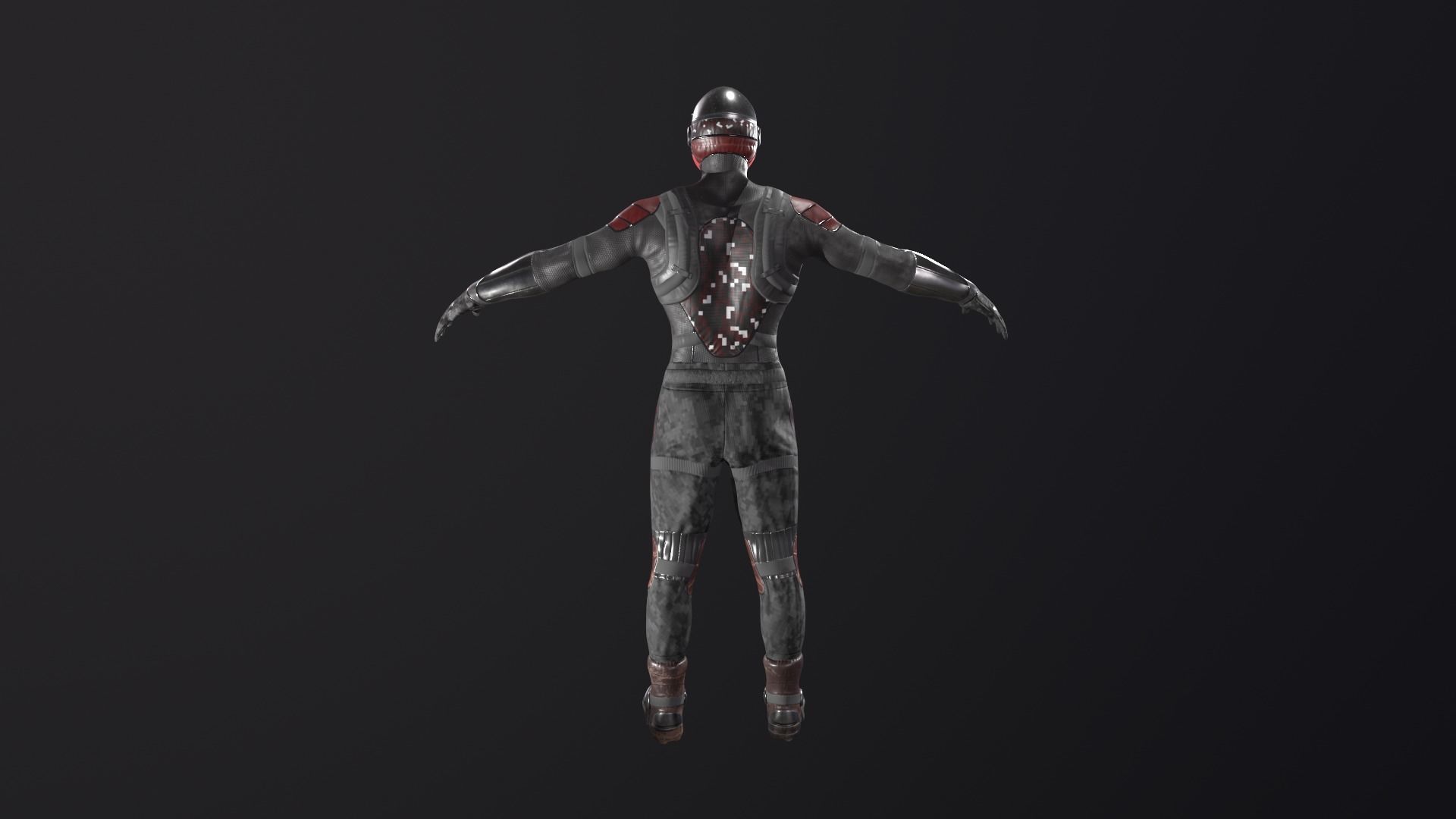 Red Head Soldier PBR Gameready character Low-poly 3D model_7