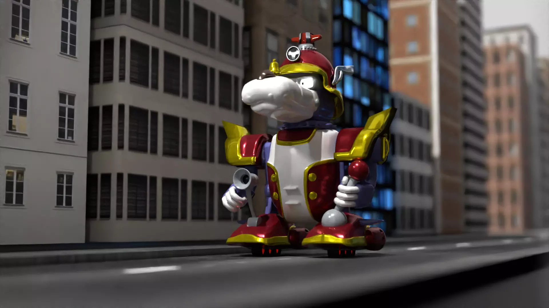 Yattewam robot in gold costume 3D model_0