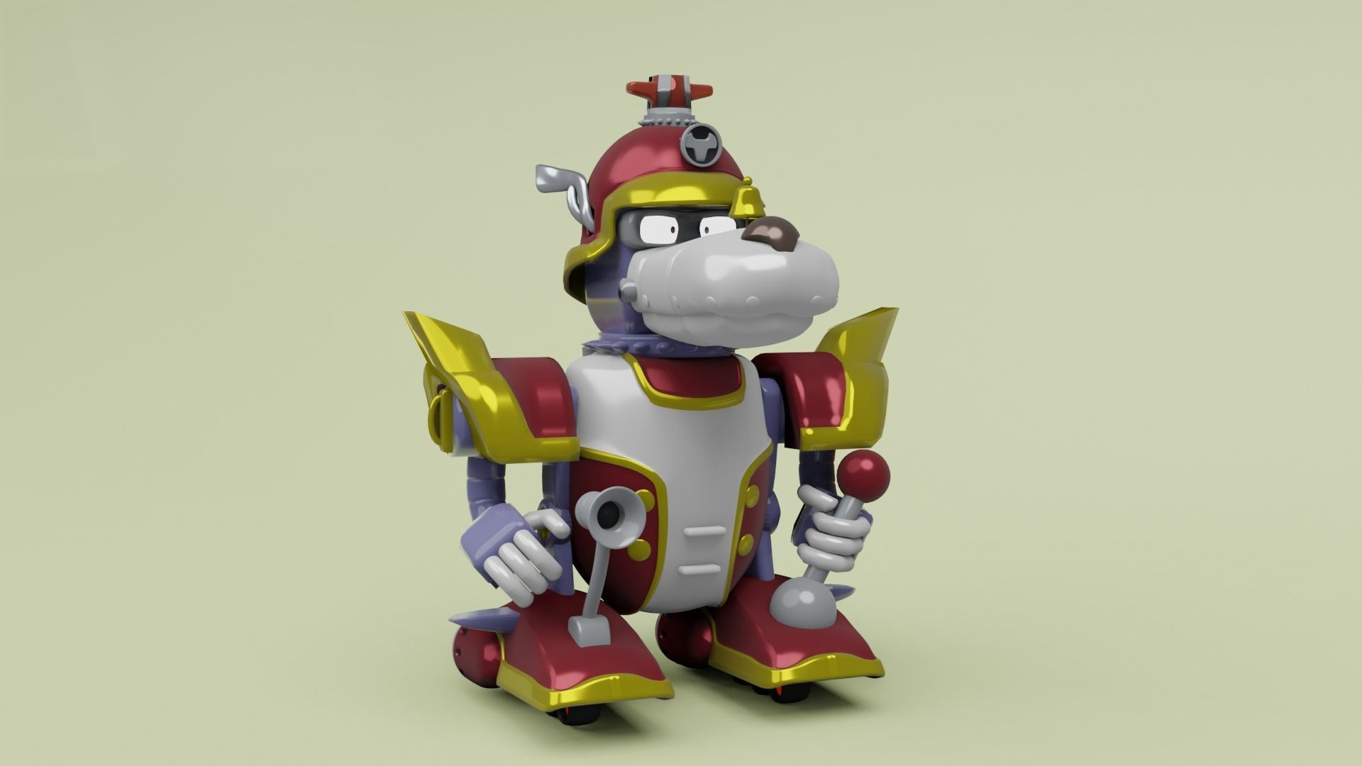Yattewam robot in gold costume 3D model_1