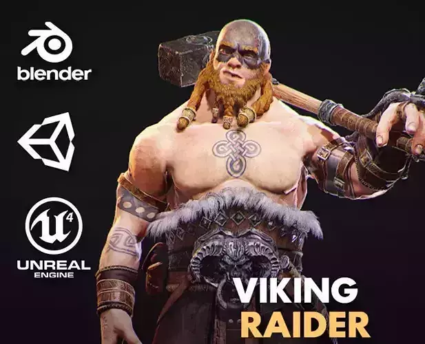 Viking Raider Low-poly 3D model