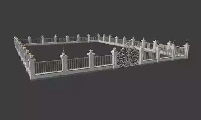 Gate and wall 3d model