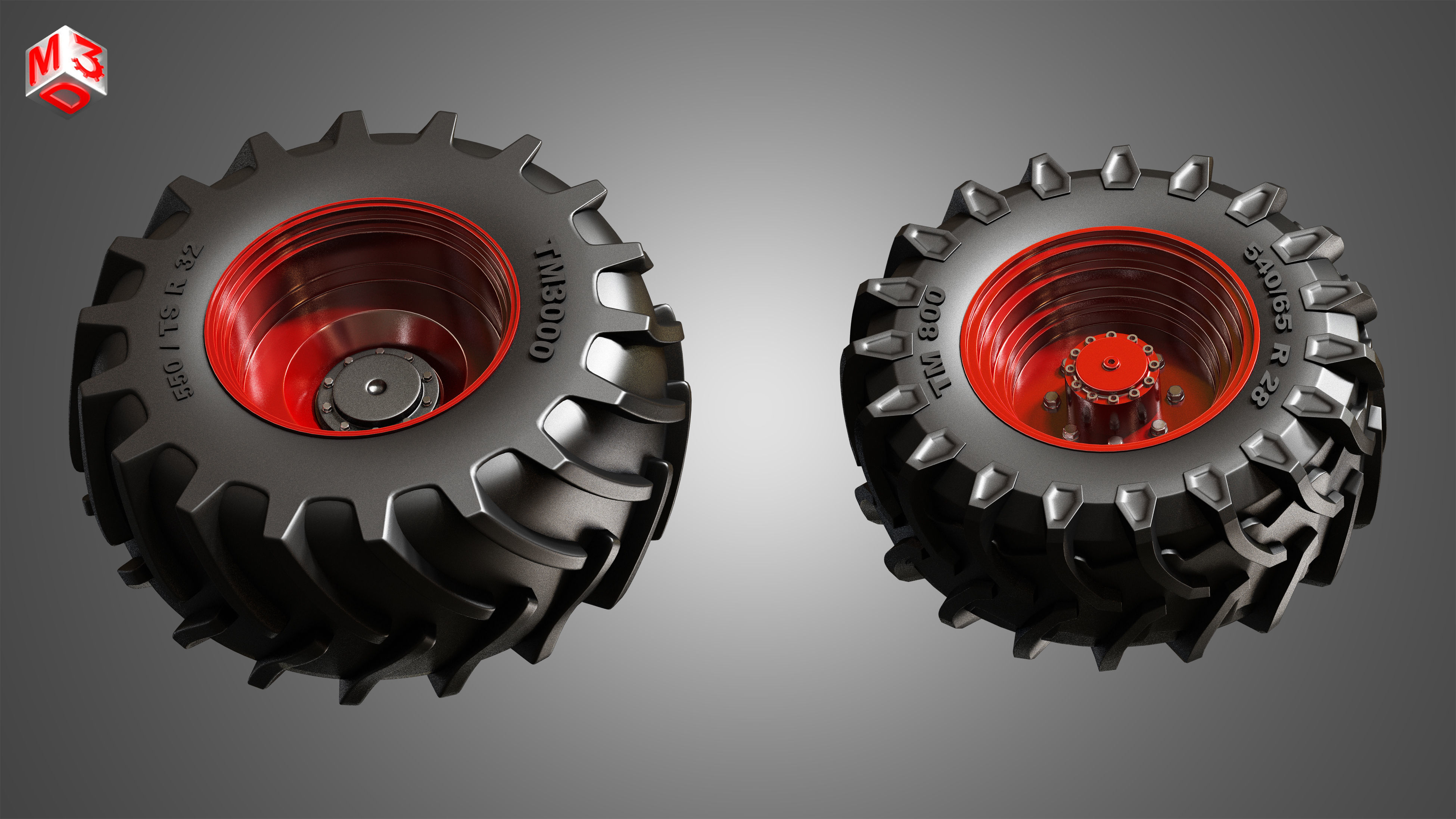 Tractor Tires and Rims - T02 3D model_7