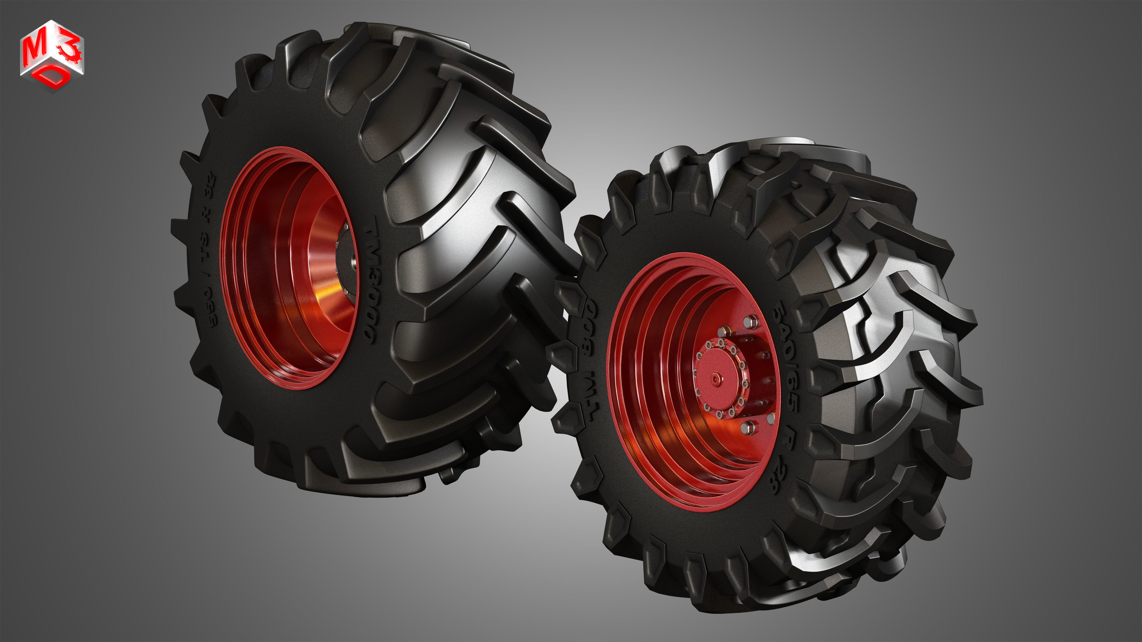Tractor Tires and Rims - T02 3D model_2