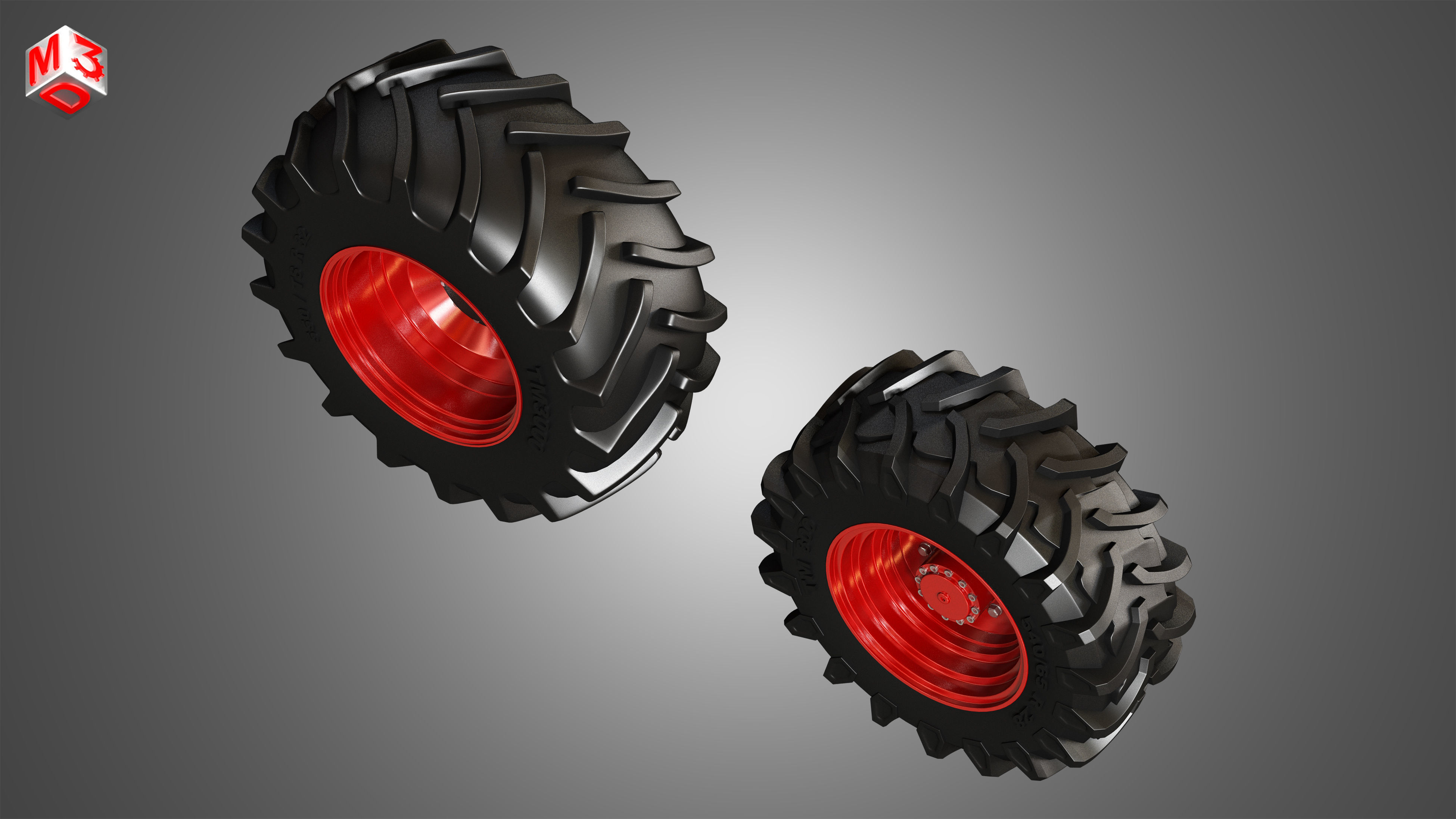 Tractor Tires and Rims - T02 3D model_5