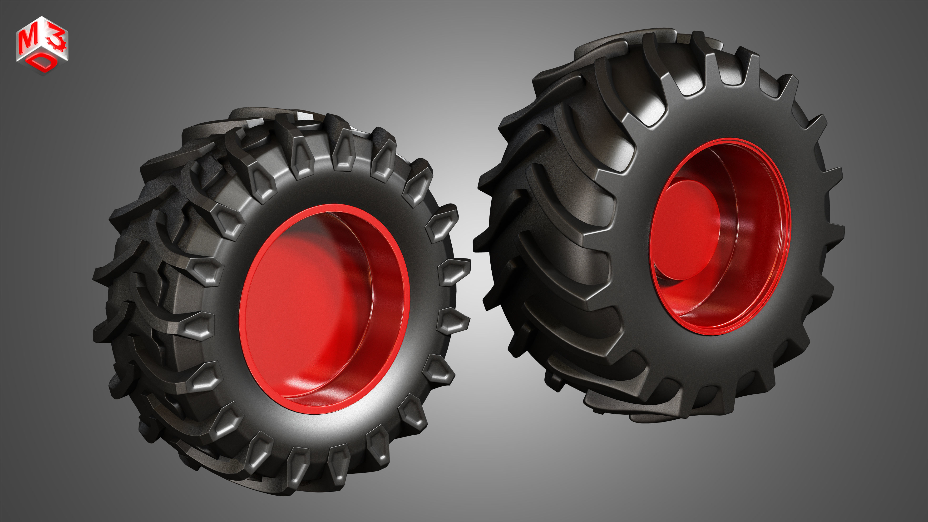 Tractor Tires and Rims - T02 3D model_1