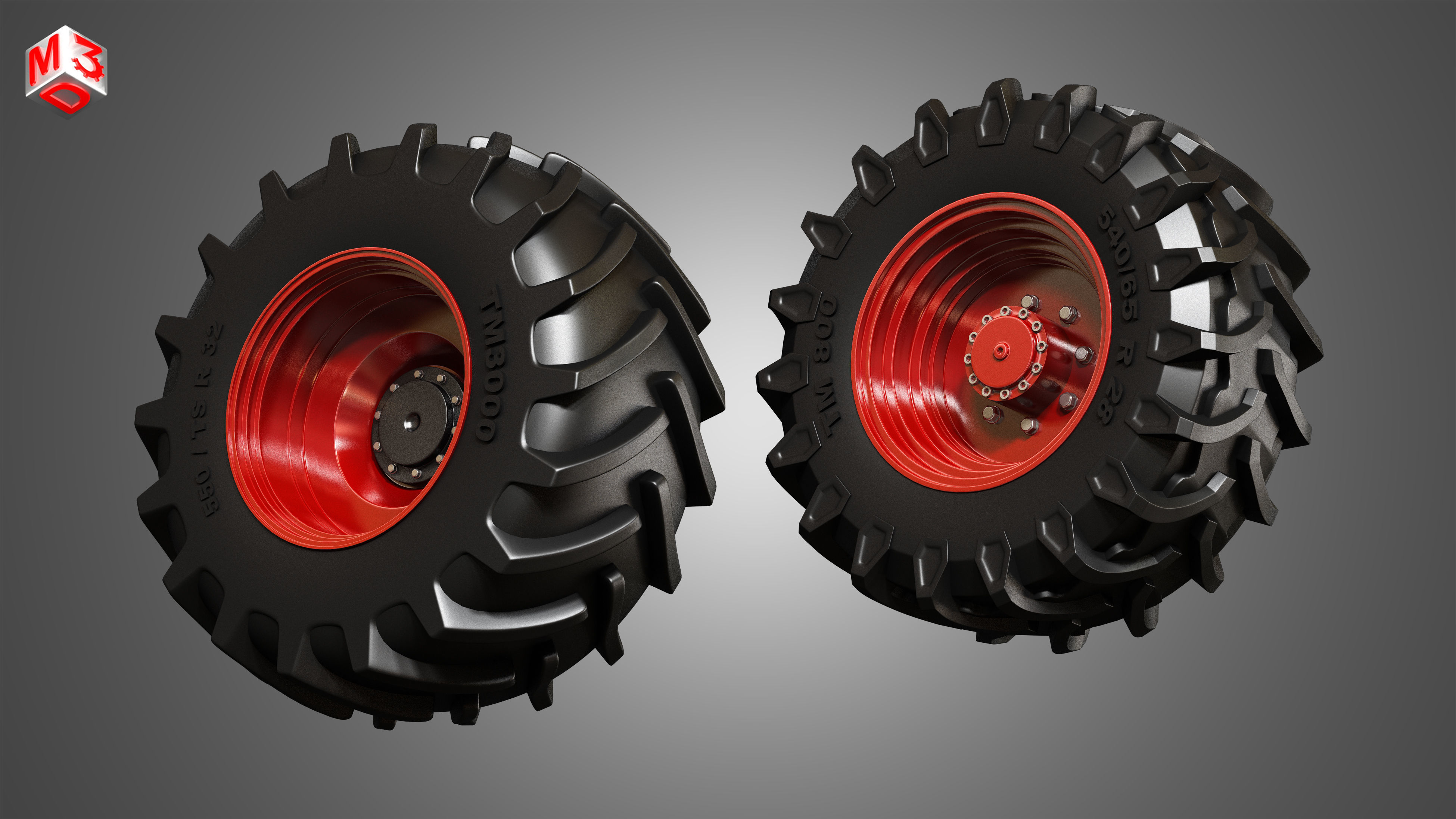 Tractor Tires and Rims - T02 3D model_6