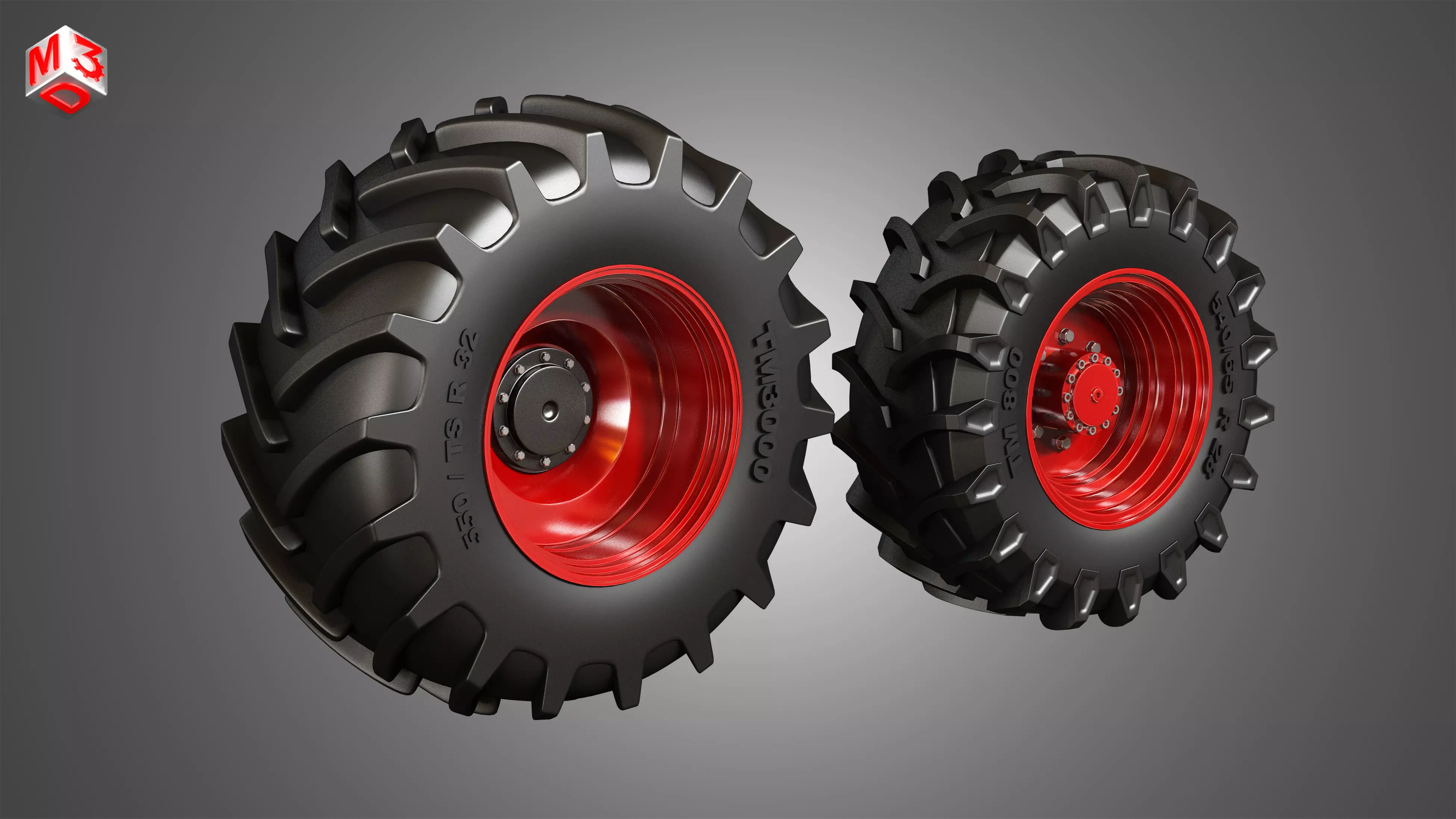 Tractor Tires and Rims - T02 3D model_0