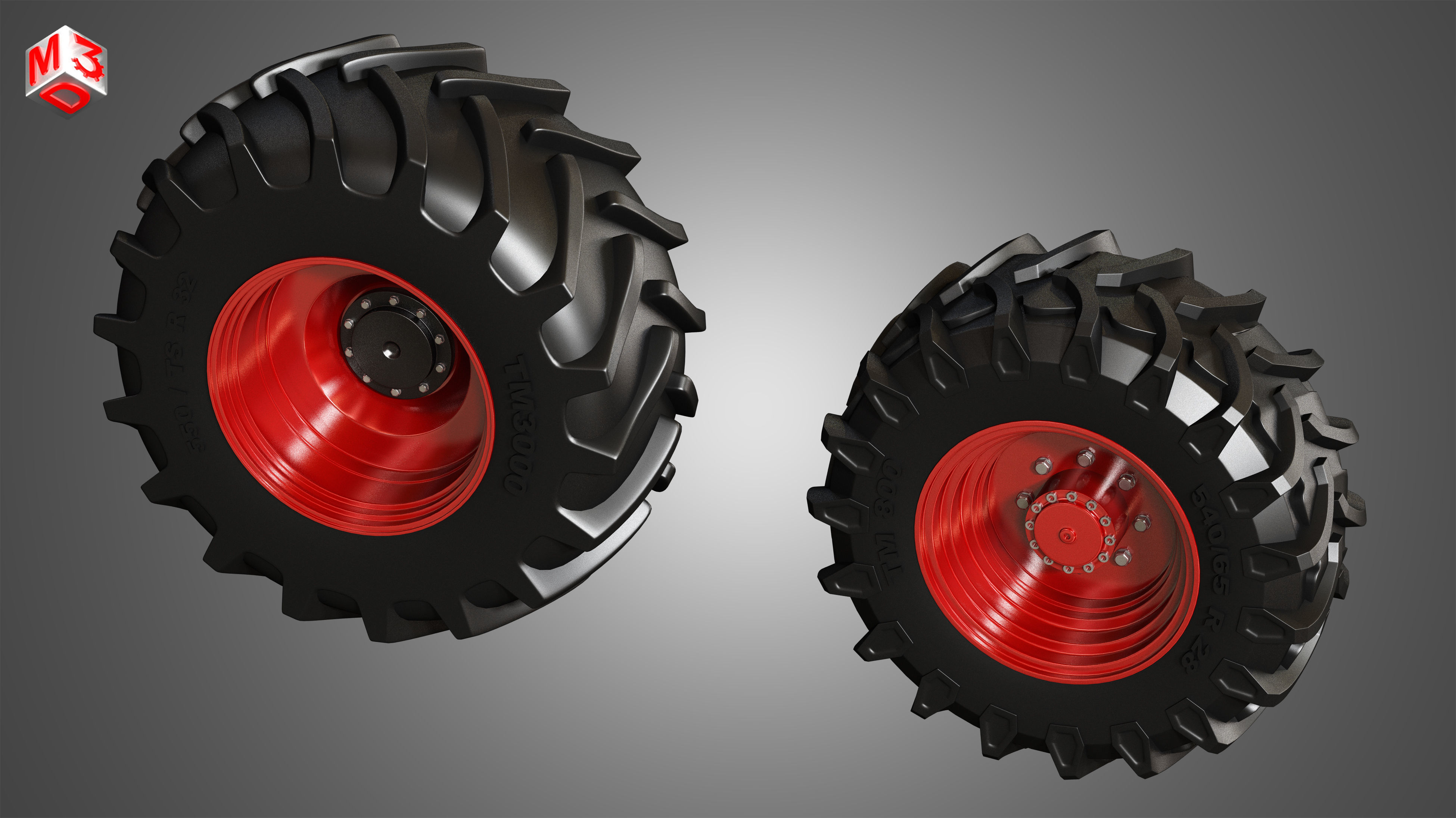 Tractor Tires and Rims - T02 3D model_8