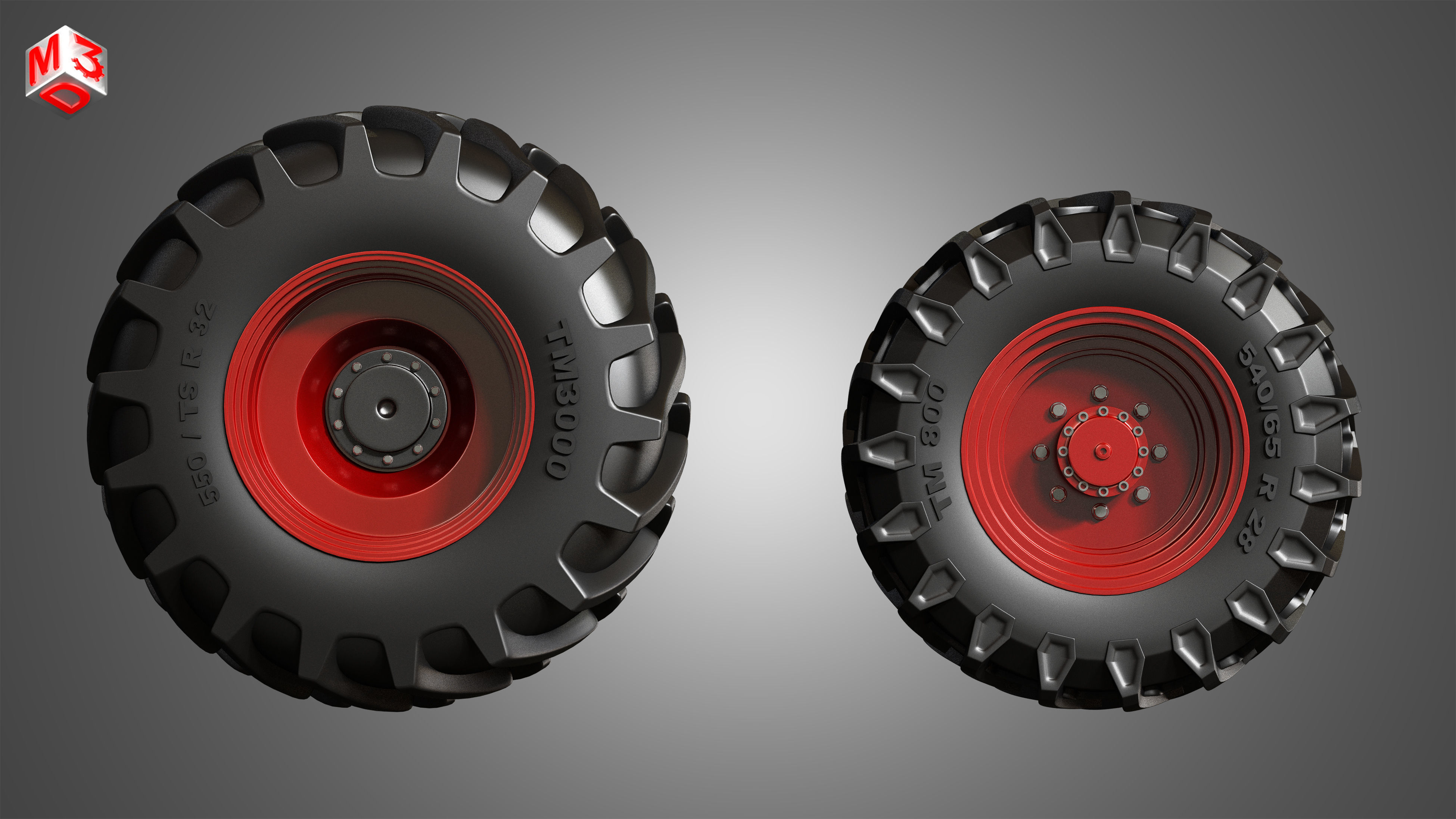 Tractor Tires and Rims - T02 3D model_4