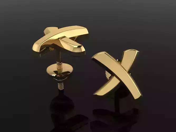 X KISS SYMBOL LOVE STUD EARRING 3D print model